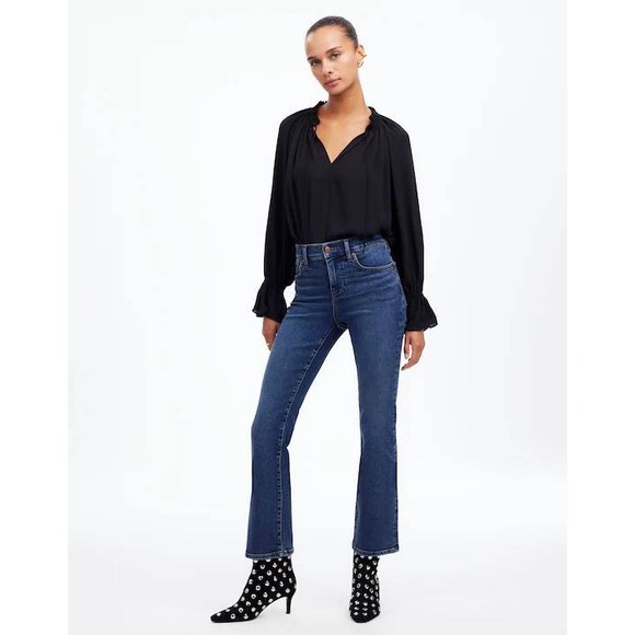 Madewell Pants - Madewell Mid-Rise Kick Out Jeans Dark Wash Blue Flare Denim Size 30